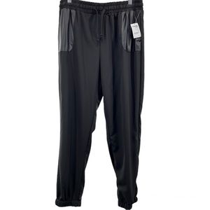 NWT Charlotte Russe Pants Black Faux Leather Pockets Joggers XL